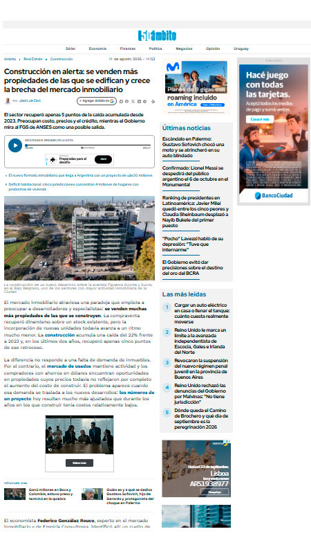 Construcción en alerta: se venden más propiedades de las que se edifican y crece la brecha del mercado inmobiliario